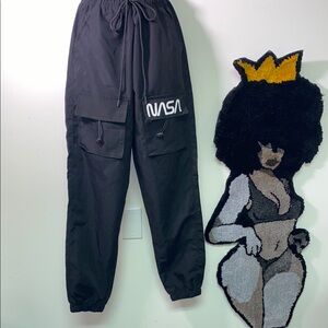 SHEIN Black NASA Track Pants